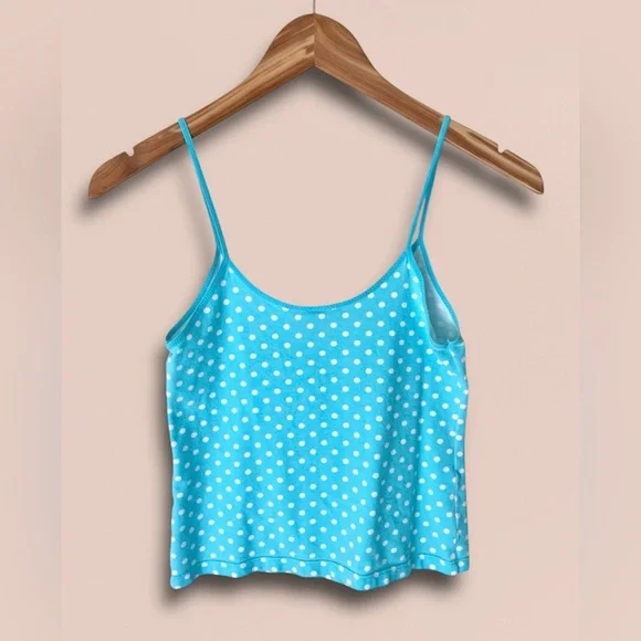 Y2K PINK Victoria’s Secret Polka Dot Cami Tank in Aqua Blue & White, size Small